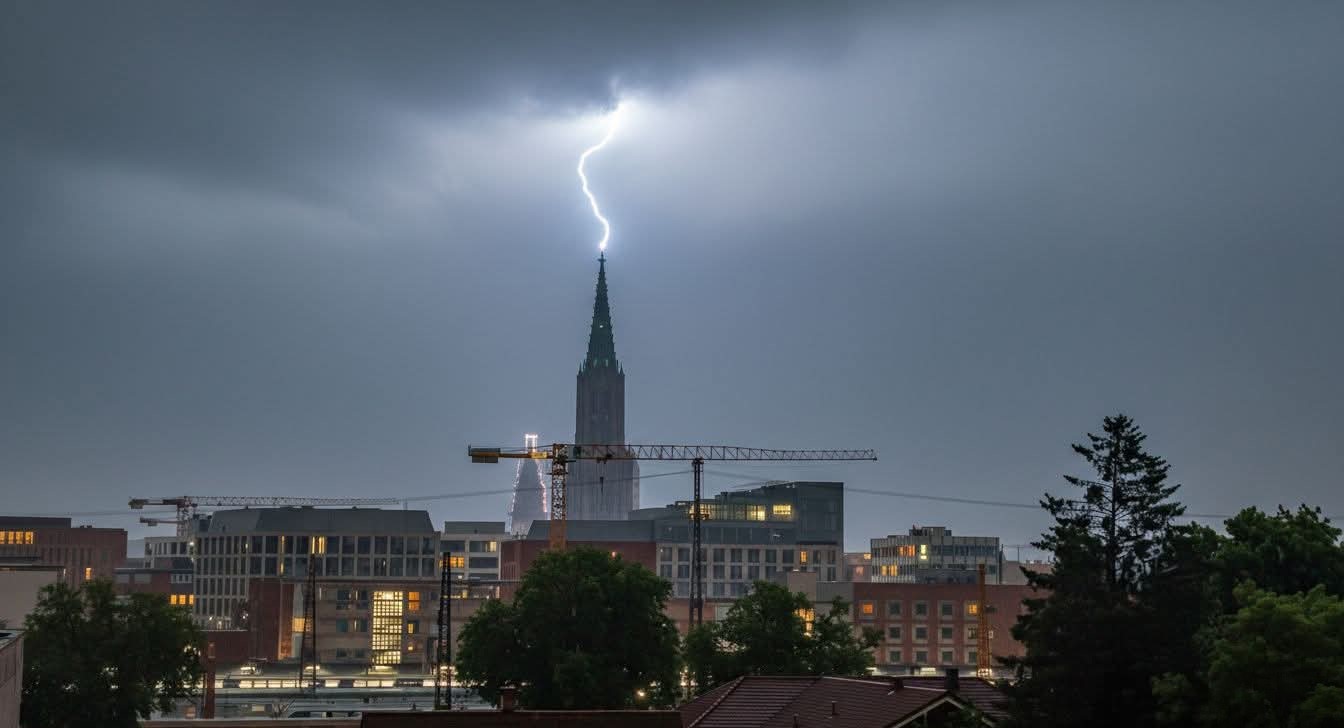 Blitzschutzanlage auf den Dächern des Technikmuseum Sinsheim